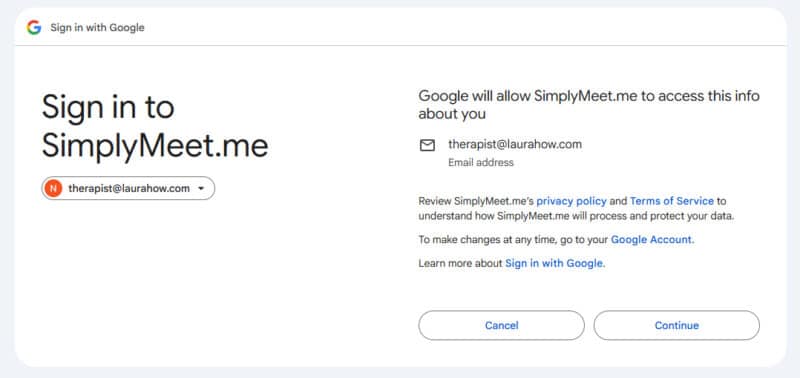 10 0sync google to simplymeet